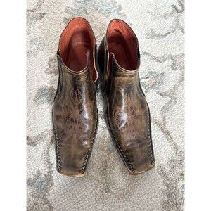 Robert Wayne Mens Cowboy James Western Ankle Boots Square  Point Toe Size 10